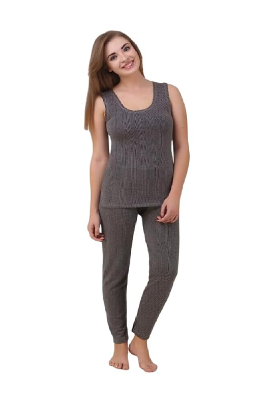 Women’s Polycotton Thermal Body Warmer Set | Breathable, Washable, Comfortable, Innerwear Sleevless Top and Pajama Set for Winter | Thermal Winter Wear Vest and Trouser Slim Fit Set-image-38