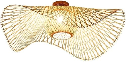 Lampe encastrée osier tissé main plafonnier de salon en bambou