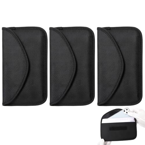 LAKPYN 3 Pezzi Gabbia Faraday, Cell Phone Signal Blocker, Custodia Chiave Auto Schermata, Rfid Signal Blocker Bag, Sacchetto di Schermatura, per Smartphone, Portachiavi, Telefono e Chiavi Dell'auto
