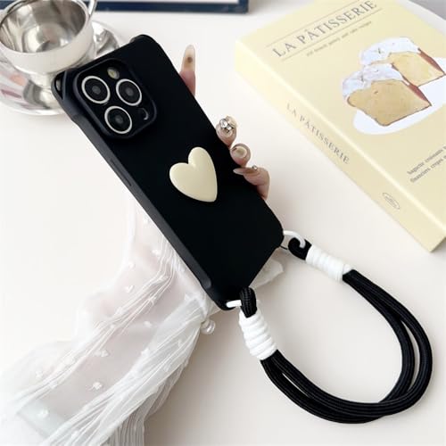 Coque iPhone XS Max avec lanière cœur en silicone noir