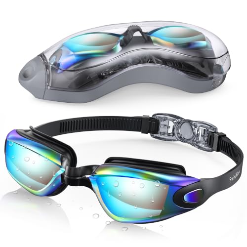 SwiwWave Schwimmbrille für Erwachsene, Auslaufsicher mit Aufbewahrungsetui | Anti Leck Anti-Beschlag UV-Schutz Verstellbare Kopfband