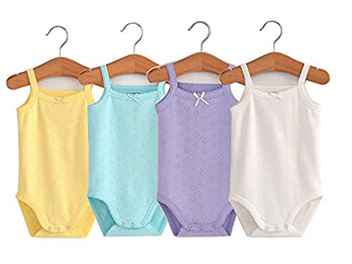 Baby Girls Spaghetti Strap Bodysuit SleevelessTank Top Cotton Baby One-Pieces Pack of Baby Summer Clothes (12-18 Months)