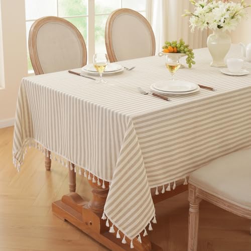Laolitou Beige Striped Table Cloth