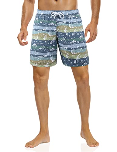 Unitop Men's Hawaiian Shorts With Drawstring Quick Dry Beach Volleyball Bathing Suit Dinosaur 42 #TOP1