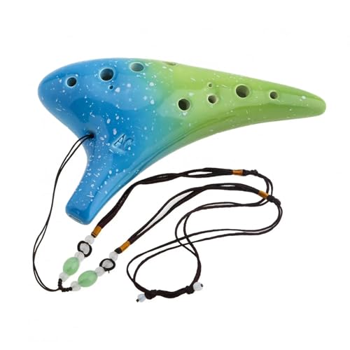 オカリナ 楽器 12穴アルトC管スモークセラミック楽器ソングブックネックストラップキャリングケース付き(D)