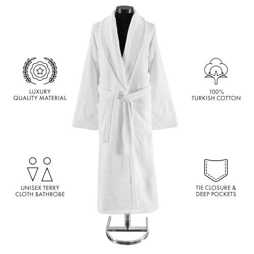 Classic Turkish Towels CTT - Luxury 100% Turkish Cotton Terry Cloth Bath Robe for Women & Men, 400 GSM Soft & Plush Long Robe4