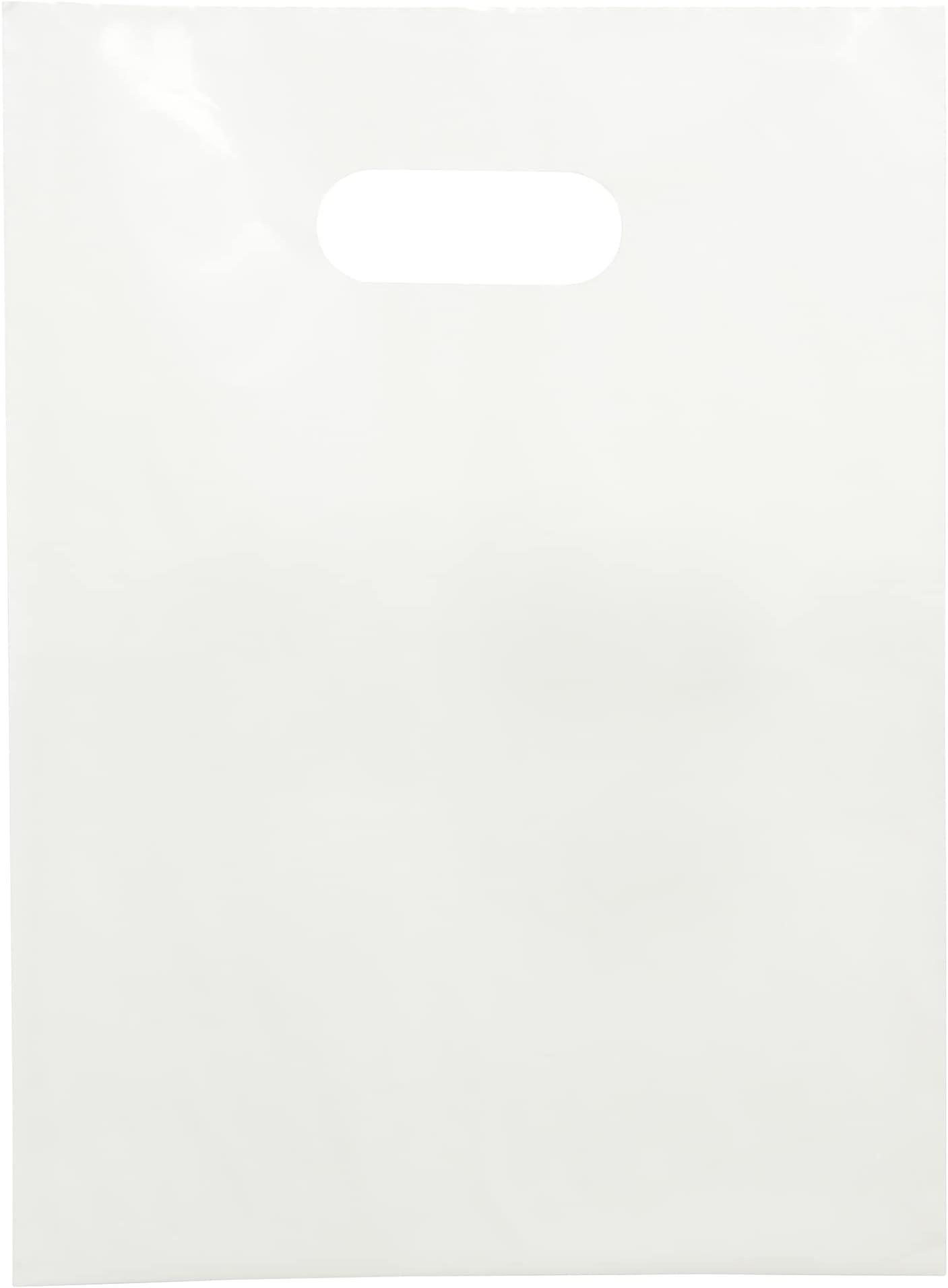 Choice Marts Merchandise Bags White Color 100 Count 9"x12" Size 1.5Mil Thick With Handles