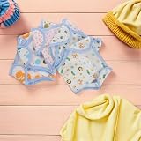 HAMPPLIES 5 Szt. Częściowy Pieluch Treningowych z Miękkiej Bawełny Wielorazowe Dopasowane Spodnie Pieluchowe dla Niemowląt Chłopców i Dziewczynek z Nadrukiem Zabezpieczające przed