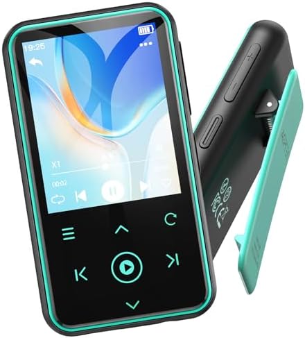 AGPTEK 64GB MP3 Speler met Sport Clip, Bluetooth 5.3 Speler met 1.8 Inch TFT Kleurenscherm, Mini Muziekspeler met Touch Knoppen, FM Radio, Stappenteller, Ondersteunt tot 128GB SD Kaart, Wit