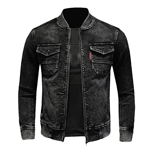 Veste en jean pour homme blouson denim brodé doré Kelsiop XL
