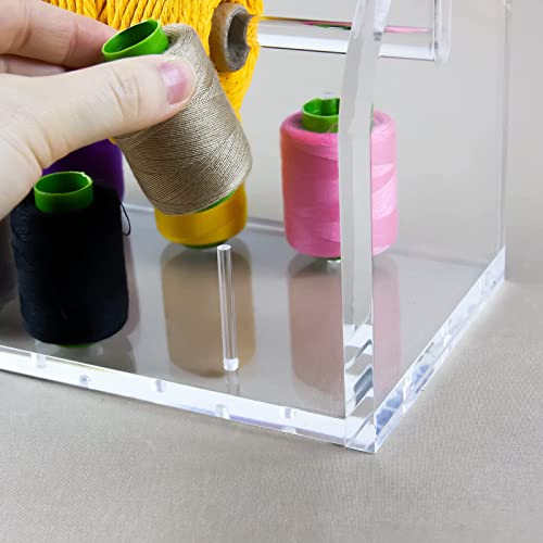 KVMORZE Acrylic Spools Holder, Yarn Ball Holder, Embroidery Thread Spool Holder Suitable for Beginners, Adults, Thread Rack Organizer for Weaving Cord and Sewing Threads, 10.3x4.7x6.3in (Clean)