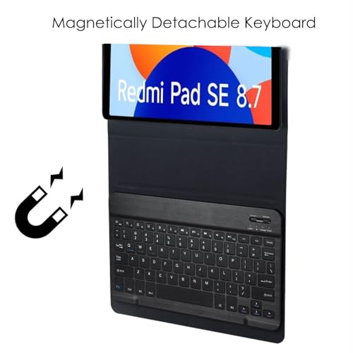 Image of HOM Tri Fold Wireless Bluetooth Keyboard with Detachable Tablet Case Cover for Redmi Pad SE 8.7 inch Tablet