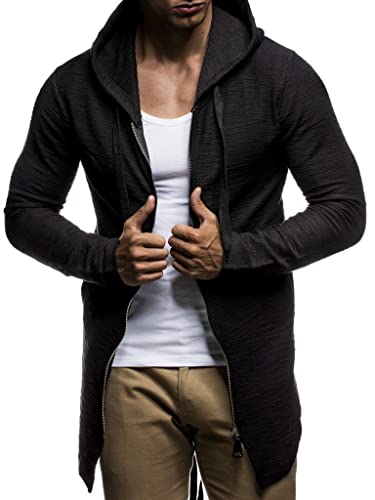 Leif Nelson Men's Modern Zipped Hoodie Pullover Hood Stylish Longsleeve Sweater Jacket Pullover T-Shirt Slim Fit LN6366