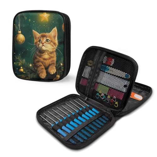 Image of Cat Crochet Hook Case Portable Crochet Storage Organizer without Hooks and Accessories Organizer for Knitting Needles Washable