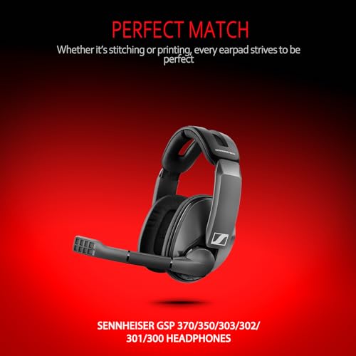 Almohadillas de repuesto Premium Soft para audífonos Sennheiser GSP 370, espuma viscoelástica duradera, compatibles con GSP 350/303/302/301/300, mejora cómoda – Negro miniatura 6