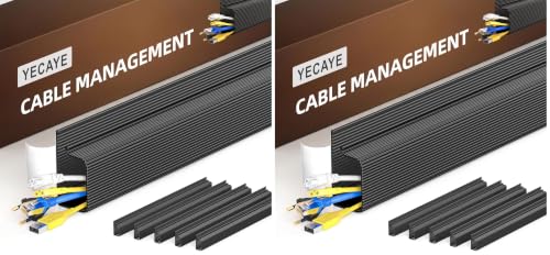Image of YECAYE 12 Pack Cable Management, Cord Organizer, Cable Organizer, Adhesive Mount Cord Organizer for Desk, No-Drill Desk Wire Management for Home Office, Baby proofing, Black