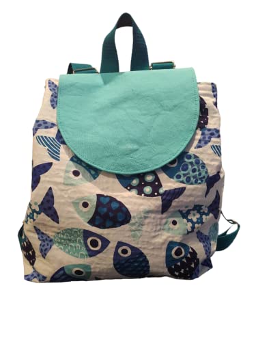 Sac à doudou poissons bleu et sac de goûter maternelle lavable