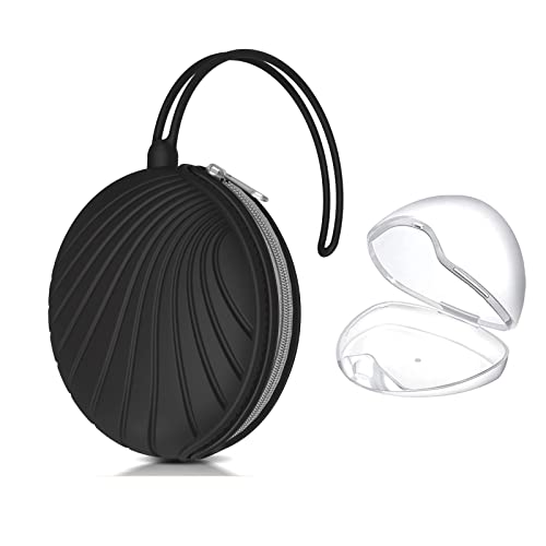 Image of Smlpuame Pacifier Holder Case,Mothers Day Gifts for Mom BPA Free Portable Silicone Baby Pacifier Cover Pouch for Diaper Bag Stroller,Travel Outdoor Activities,Easy to Clean(Shell & Black)