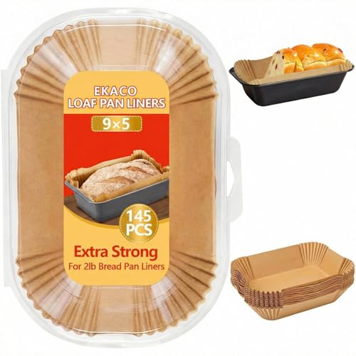 Image of 145PCS Loaf Pan Liners, 9x5 Inch Loaf Pan Liners Baking Bread, Non-Stick Pre-Formed Parchment Paper for Bread Pan, Ideal Disposable Loaf Breads Liners
