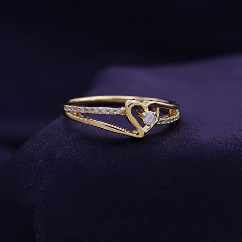 Bypass Heart Promise Ring for Women 1/10 Carat Round Moissanite, Natural or Lab Grown Diamond Ring in 14K Gold Plated 925 Sterling Silver Jewelry Gift for Her (0.10 ctw)4