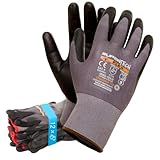 Trevendo 12 Paar Arbeitshandschuhe Super Tech Flex Nylon-Strickhandschuhe schwarz/grau Größe 9