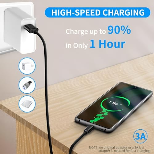 Image of Samsung 45W Original Type C to C 3.3 FT Fast Charging USB C Cable High-Speed & Data Transfer for with Galaxy M35,F15,A15,F05,M14,F14,M34,F34,A34,A54,S21 Fe 5G,S22,S23 Mobile Charger Cord,Black