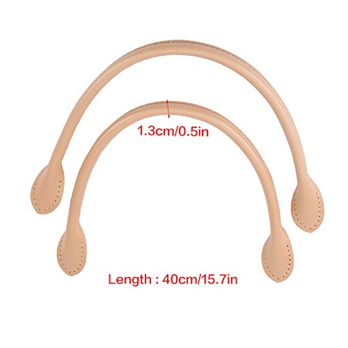 2Pcs Ledertasche Griffe, Echtes Leder Tasche Riemen Griff mit Löchern Echtes Leder Geldbörsen Riemen mit Ohr Form Ende DIY Hand Machen Zubehör für Leder Geldbörse Handtasche[Beige] Taschenherstellung