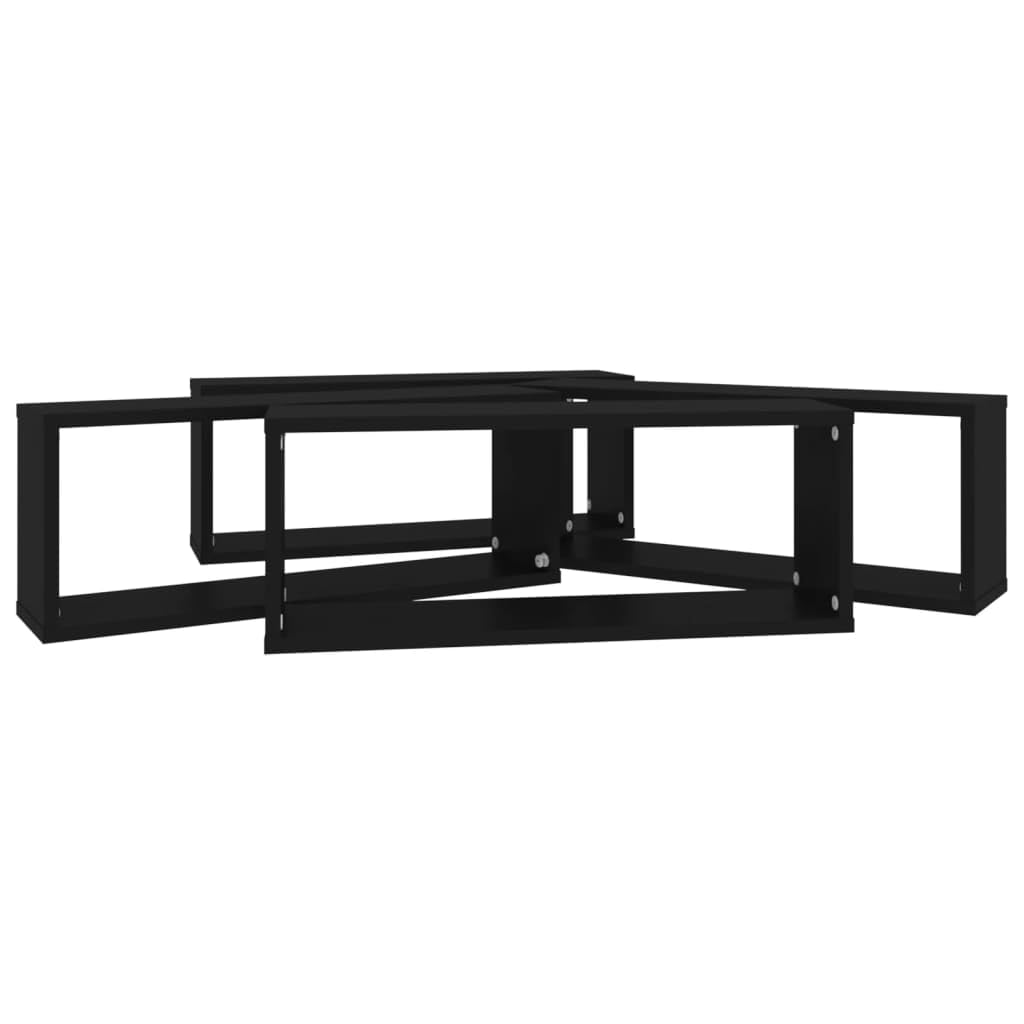 vidaXL 4X Würfelregal Wandregal Hängeregal Cube Lounge CD Regal Dekoregal Bücherregal Schweberegal Wandboard Regalwürfel Schwarz 60x15x23cm Holzwerkstoff