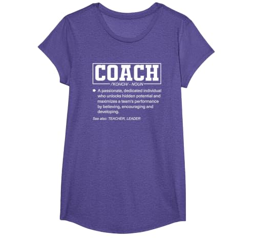 Coach Definition Funny Coach's Sports Instructor T-Shirt, Girls, Purple Heather, Small