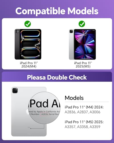 Image of Clear Keyboard Case for iPad Pro 11 Inch (M4 /M5 2024 /2025) 360 Swivel Multi-Touch Trackpad,With wireless Bluetooth 3-Brightness & 7-Color Backlit, Pencil Holder tecla de acceso directo purple