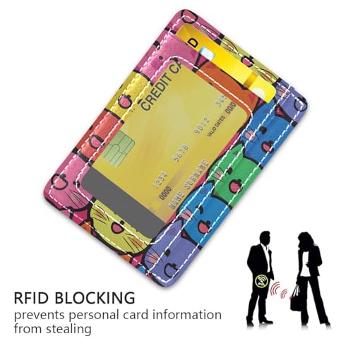 JUNZAN Slim Wallet Card Holders for Men Women Cartoon Kitten Faces Minimalist Front Pocket Wallets Small Card Case RFID Blocking3