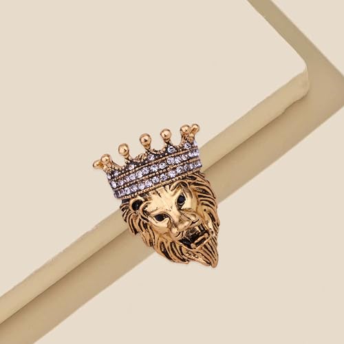 Image of Lion Vintage Men Brooch Pins for Suits Pin Women Brooch Pin Animal Lapel Pin Safety Pin Punk Suit Tie Pin Husband Boyfriend for Valentine's Day Anniversary Birthday Gifts