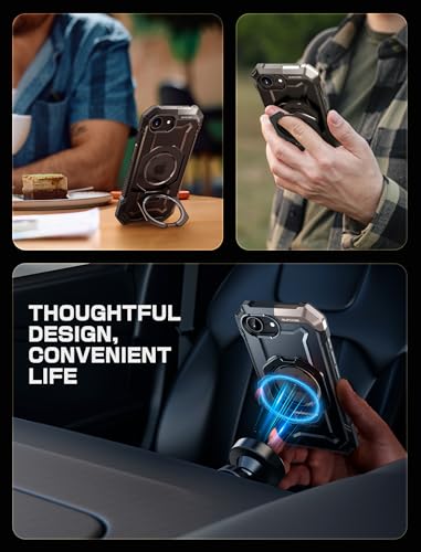 Image of SUPCASE for iPhone 16e Case with Stand (Unicorn Beetle Grip), [Compatible with MagSafe] [Military-Grade Drop Protection] Heavy Duty Rugged Shockproof Magnetic Phone Case for iPhone 16e 6.1 inch, Black