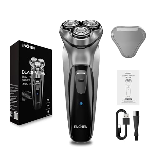 ENCHEN Electric Shaver for Men Grooming - Skin Safe Rotary Mens Face Shaver with Pop-Up Trimmer, 90 Min Usage Cordless Beard & Hair Trimmer, Low Noise Electric Razor for Wet & Dry Shaving