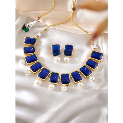 Image of Peora Traditional Crystal Necklace & Jewellery Set Gift for Women