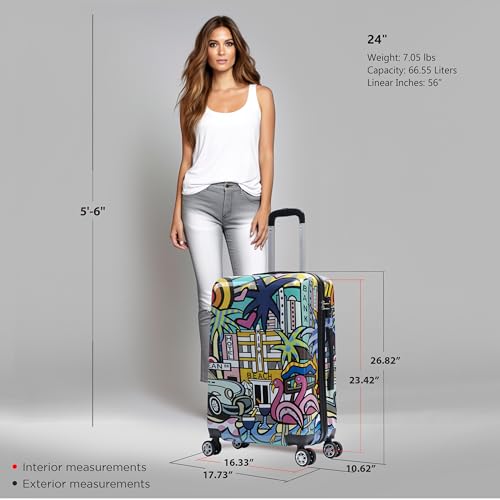 Image of InUSA Miami Print 24-Inch Medium Hardside Spinner Luggage Lightweight Bag