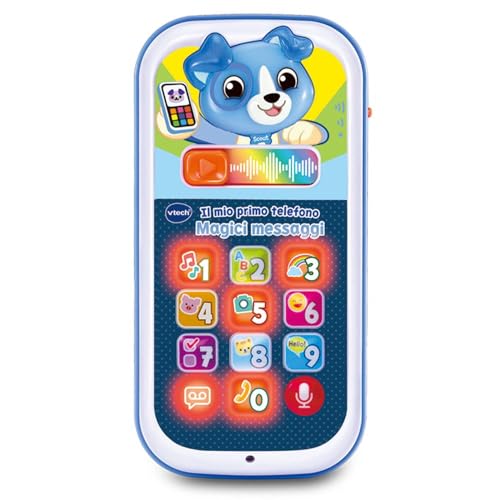 VTech Il Mio Primo Telefono - Magici Messaggi Blu, Telefono per Bambini Interattivo, Impara i Numeri e l'Alfabeto, Gioco Neonato con 10 Pulsanti Luminosi, Lingua Italiana, Batterie Incluse, 9-36 Mesi