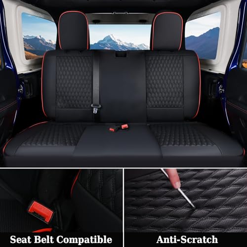 Image of Coverado Seat Covers Full Set for Jeep Wrangler, Waterproof Car Seat Protector for Automotive Truck Seat Custions Custom Fit for 2013-2017 Jeep Wrangler JK Seat Covers for Cars 4 Door(Red Line)