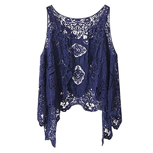 Image of CORIRESHA Womens Cardigan Casual Solid Color Stich Open Front Draped Boho Hippie Crochet Cardigan Vest