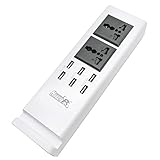 HyperPS - 2 AC-Outlet Surge Protector Universal Wall Power Socket Charging Station Hub Dock With 6 USB Quick Charging Ports Charger (Max 5V 2.4A, Total 7.2A)