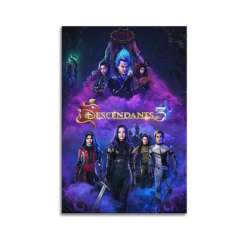VZRSQZK Póster decorativo da película Descendentes 3, póster decorativo em tela, cartazes de parede e imagem artística impressa moderna para decoração de quarto familiar, cartazes de 20 x 30