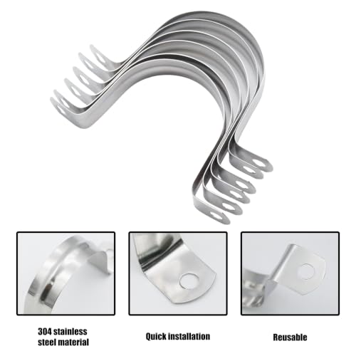 Image of 32Pcs 50mm / 2 inch Stainless Steel U Bracket Pipe Clamps | Conduit Clamps, Rigid Pipe Strap, Two Hole Cable Strap, Fit for Tube, Wire Cord, Pipe (OD 50mm / 2 inch is not ID 50mm / 2 inch)