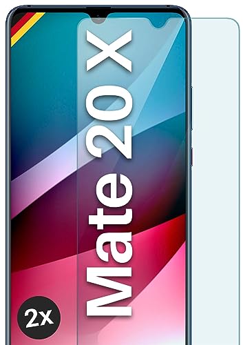 moex Schutzfolie für Huawei Mate 20 X Glas 9H Festigkeit, gehärtetes Schutzglas, Panzer Schutz Glas Bildschirmschutz Folie, kompatibel mit jeder Handy Hülle, ShockProtect 2 Stück