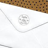 Stempel Geburt, Personalisierter Stempel mit Namen und Datum, kleine Babyschuhe, Runde 3 cm