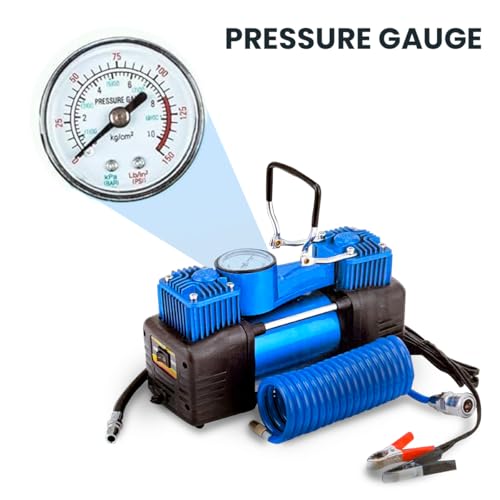 Image of MEGAAUDIO MATI06 Portable Tyre Inflator | 12V Digital Air Compressor Pump, 150 PSI | LED Light, Multiple Valve Adaptors - Car, Bike, Motorcycle, Sports Ball Inflatable