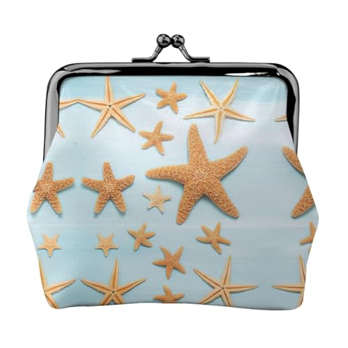 Monedero pequeño con estampado de estrellas de mar marítimas en 3D, cartera de viaje ligera para excursiones turísticas y compras, Black, Talla única, Bolsa para monedas