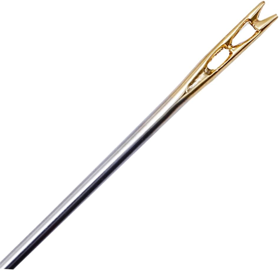 Tofficu 36pcs Steel Yarn Needles Double Hole for Embroidery Cross Stitch Sewing Craft Projects Storage Barrel