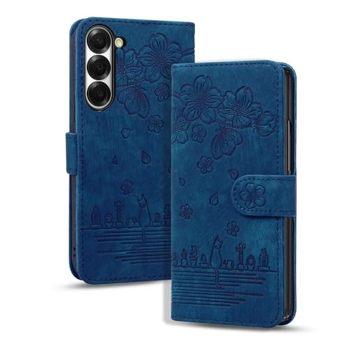 Étui Samsung Galaxy Z Fold 4 bleu portefeuille en cuir protection magnétique