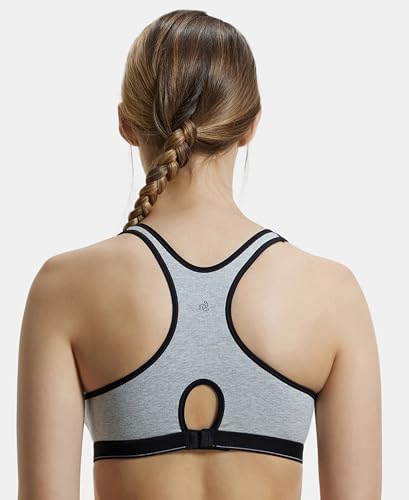 Image of Jockey 1378 Women Wirefree Padded Super Combed Cotton Elastane Stretch Full Coverage Racerback Active Bra with StayFresh and Moisture Move Treatment