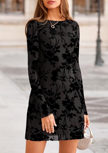 Image of PRETTYGARDEN Women's Fall Floral Long Sleeve Mini Dress
